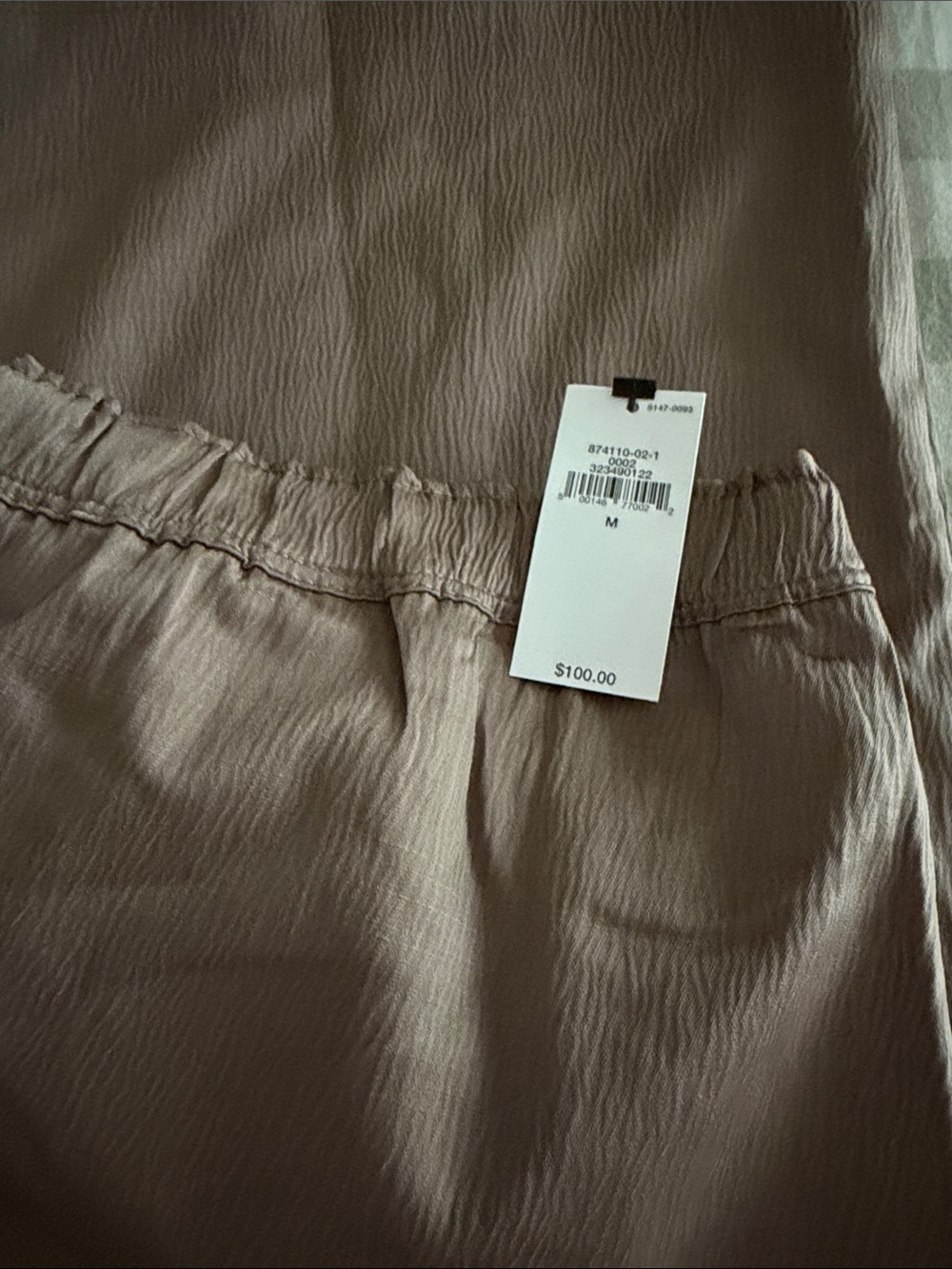WIDE-LEG HIGH-RISE CRINKLE SATIN PULL-ON PANT size Medium